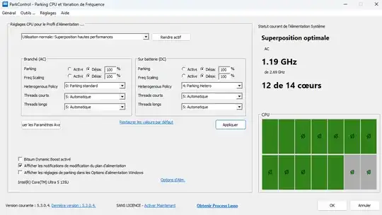 ParkControl settings to unpark cores