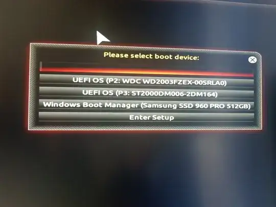 Boot Manager menu entries