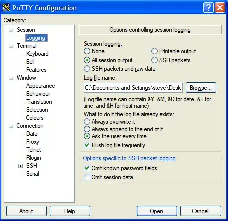 Logging in PuTTY