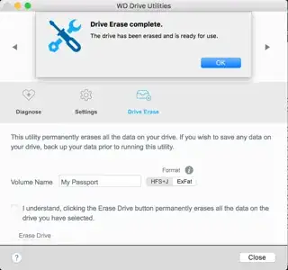 WD Drive Utilities, Drive Erase, My Passport