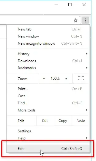 Google Chrome More Options menu