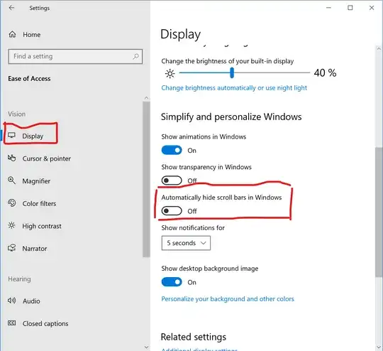 Display -> Hide Scrollbars