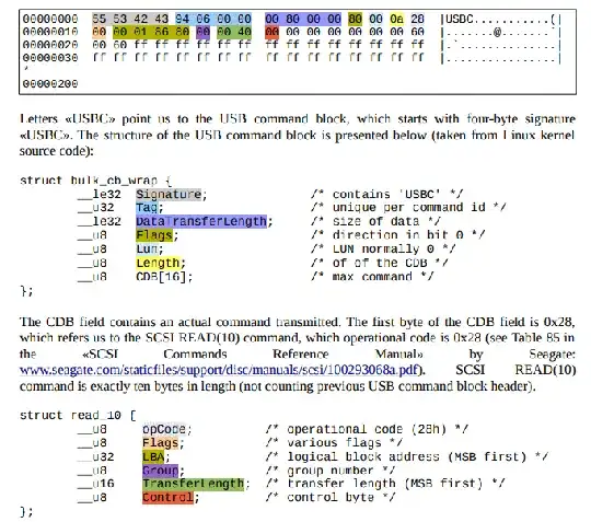 USB command block structure