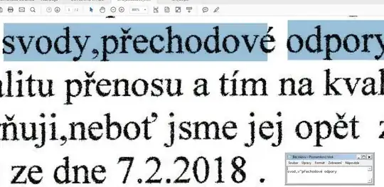 PDF scanned with selectable text