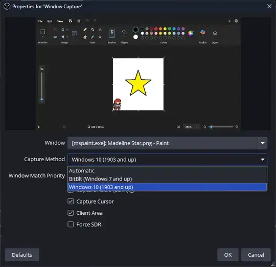 Changing to a different capture method