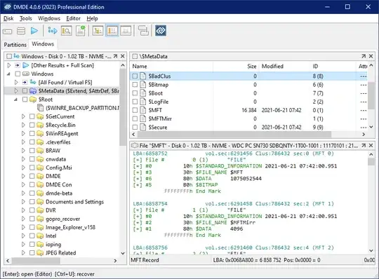 NTFS maintains a number of meta files, $BADCLUS being on of them