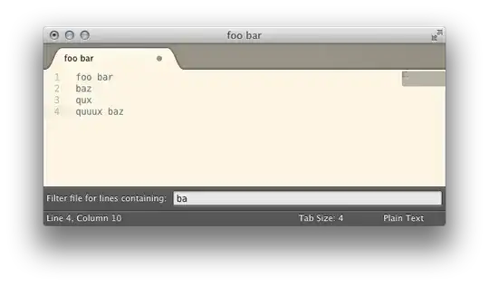 User entering text to filter file with