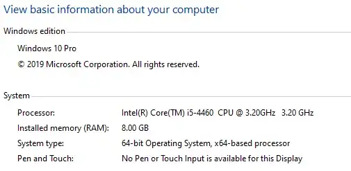 Windows info Screenshot