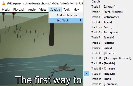 VLC subtitle selection