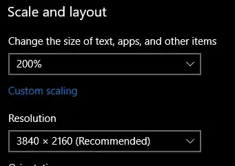 adjust the resolution to 3840x2160 (its max) and the scaling to 200%