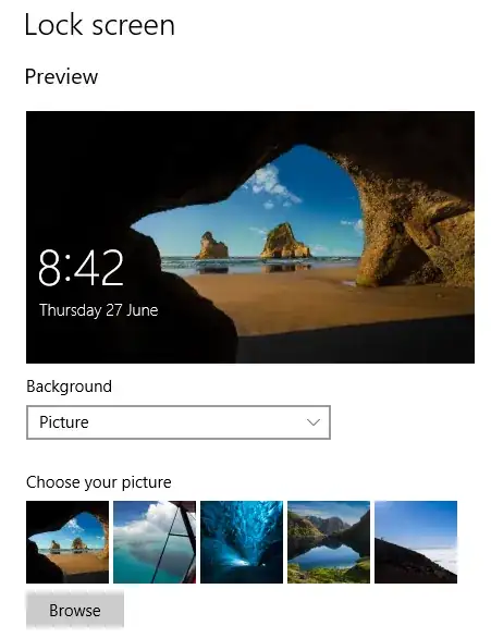 Set Lock Screen to Default Images