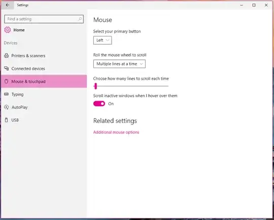 mouse and touchpad options