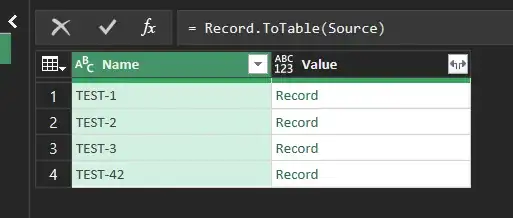Converted data to table