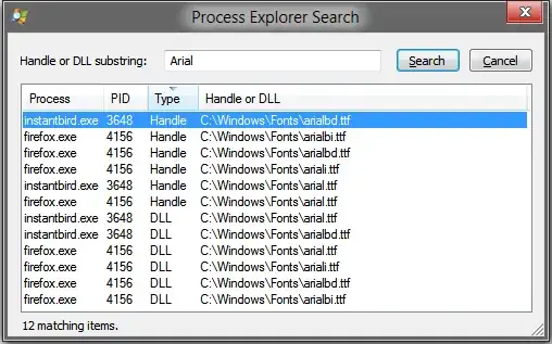 Screenshot of Process Explorer Search Process Explorer Search