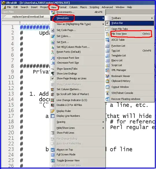 Screenshot of UltraEdit, enabling of File Tree View