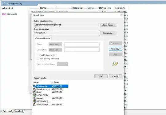 Available users in the list to select for logon service