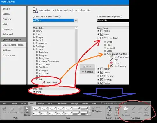 Word 2016 \ ink tools