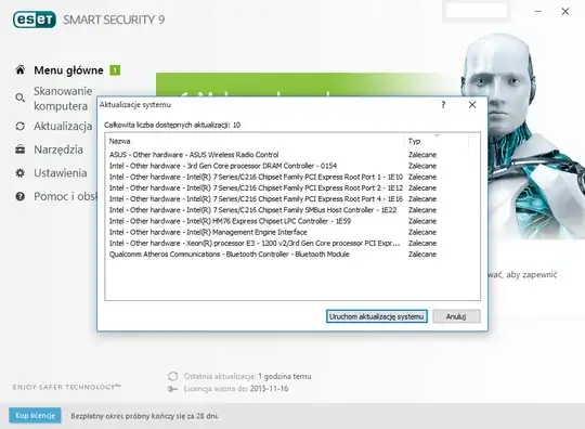 ESET Updates window