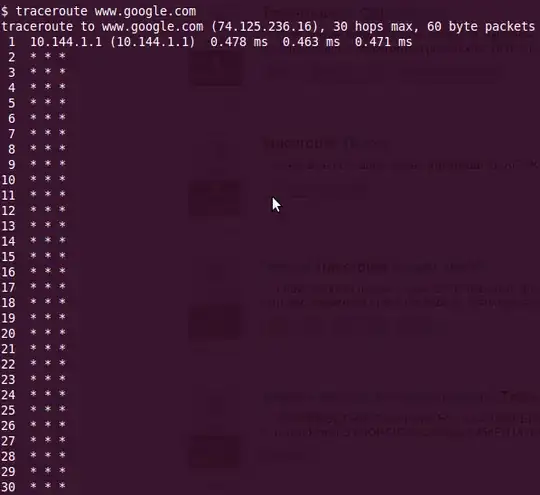 output to traceroute