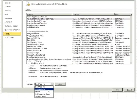 Choose "COM Add-ins" from the dropdown