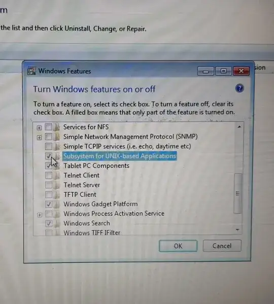Screenshot of subsystem for Unix-based applications option