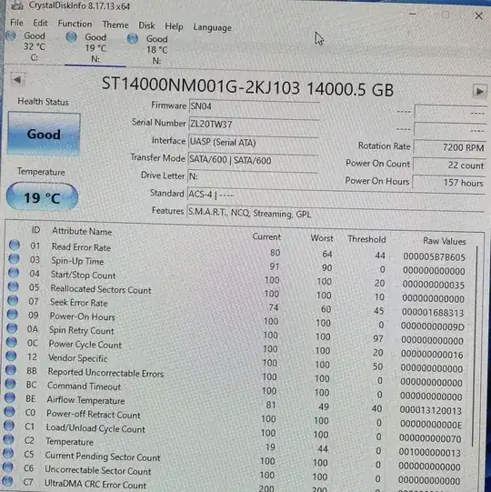 High read error rate CrystalDiskInfo