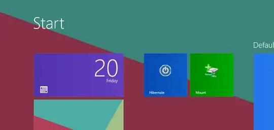 Start menu showing hibernate mount/unmount icons.