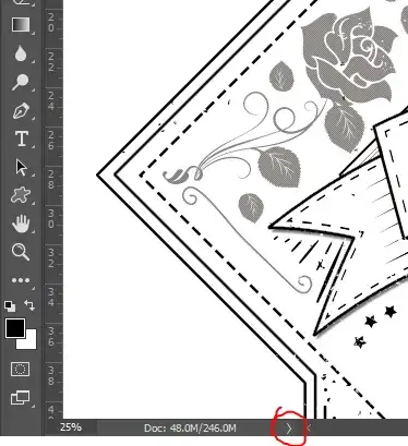 Editing windows with status bar: The right-pointing arrow is highlighted.