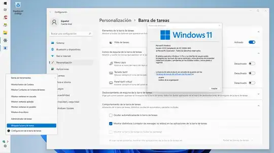 ScreenShot proof of Windows 11 TaskBar on the left side, vertical