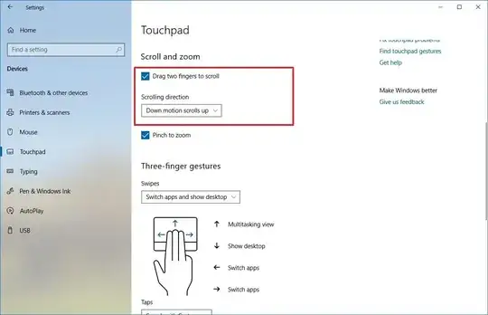 Touchpad setting screenshot