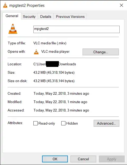 After encoding - MKV format