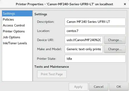 print properties Canon MF240 Series on localhost
