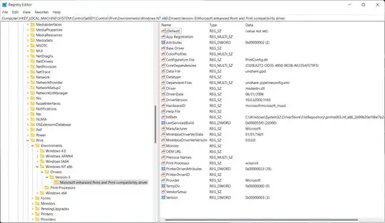 Screenshot of regedit