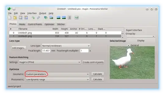 Hugin expert interface » Photos tab » Optimize » Geometric » Custom Parameters
