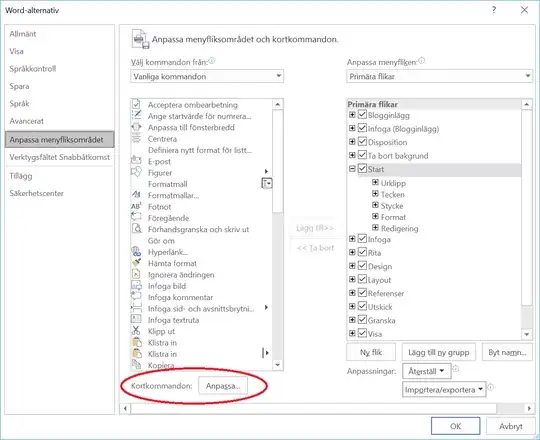 screenshot from word