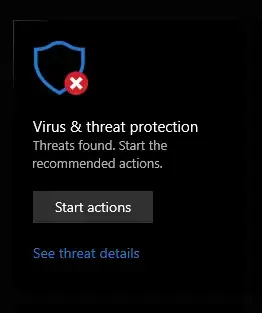 Virus and Threat Protection home tile