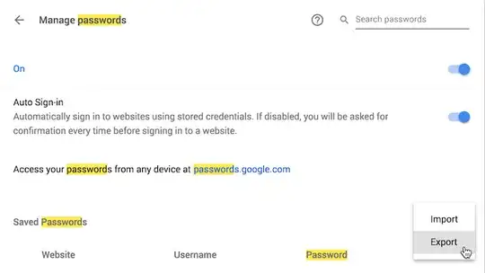 Chrome password import-export