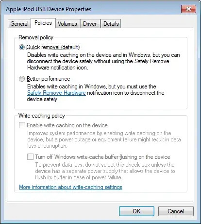 iPod mini HDD policy