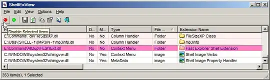 Screenshot of context-menu handlers in ShellExView