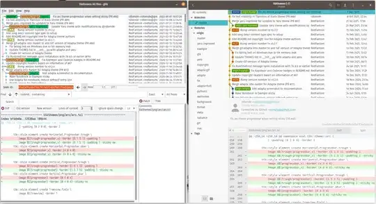 side by side gitg gitk