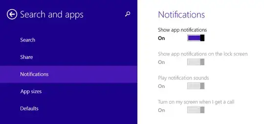 screenshot of settings