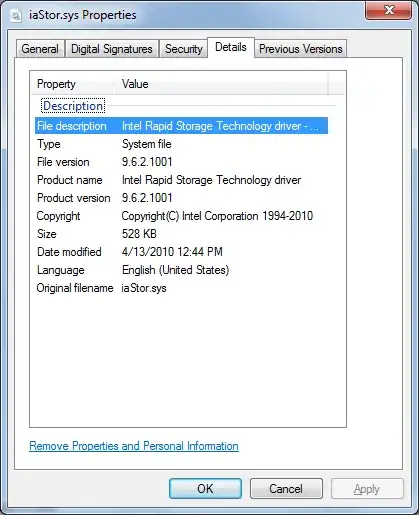 iaStor.sys properties dialog