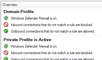 (Screenshot of wf.msc indicating the profiles' global policy)