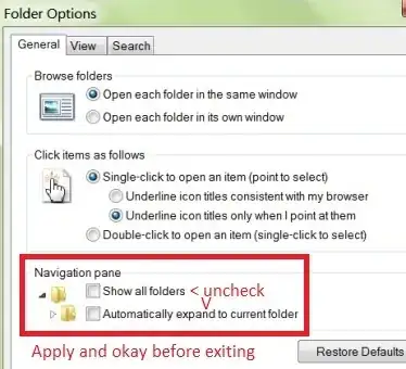 uncheck navigation pane ticks