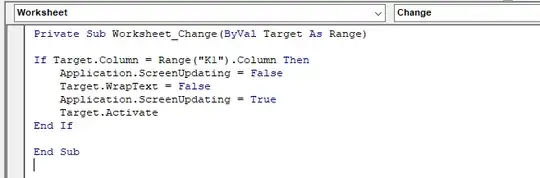 VBA code to disable text wrap for a specific column
