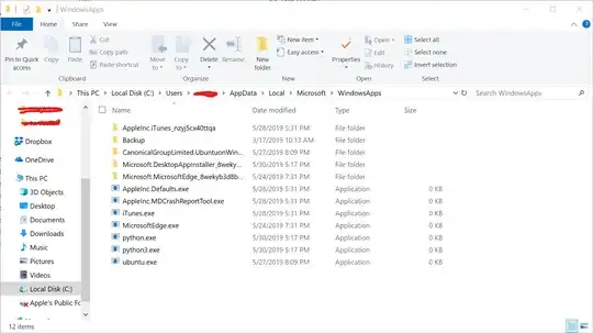Picture of the WindowsApps folder
