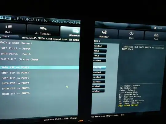 EFI screenshot showing the SATA ESP setting