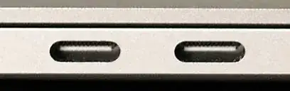 side shot of notebook computer with two undifferentiated USB-C ports
