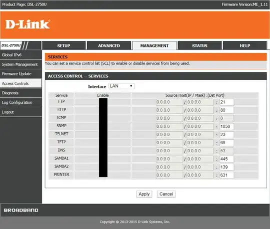 Web Config -> Access Controls -> Services