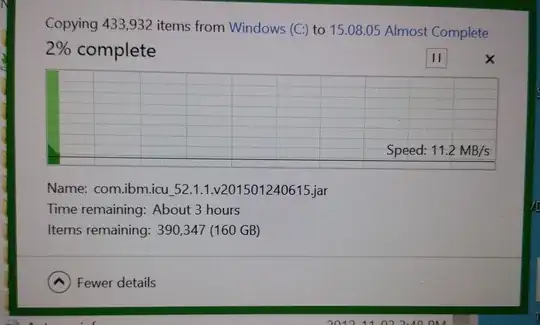 (Copy dialogue saying that 160GB are being copied)